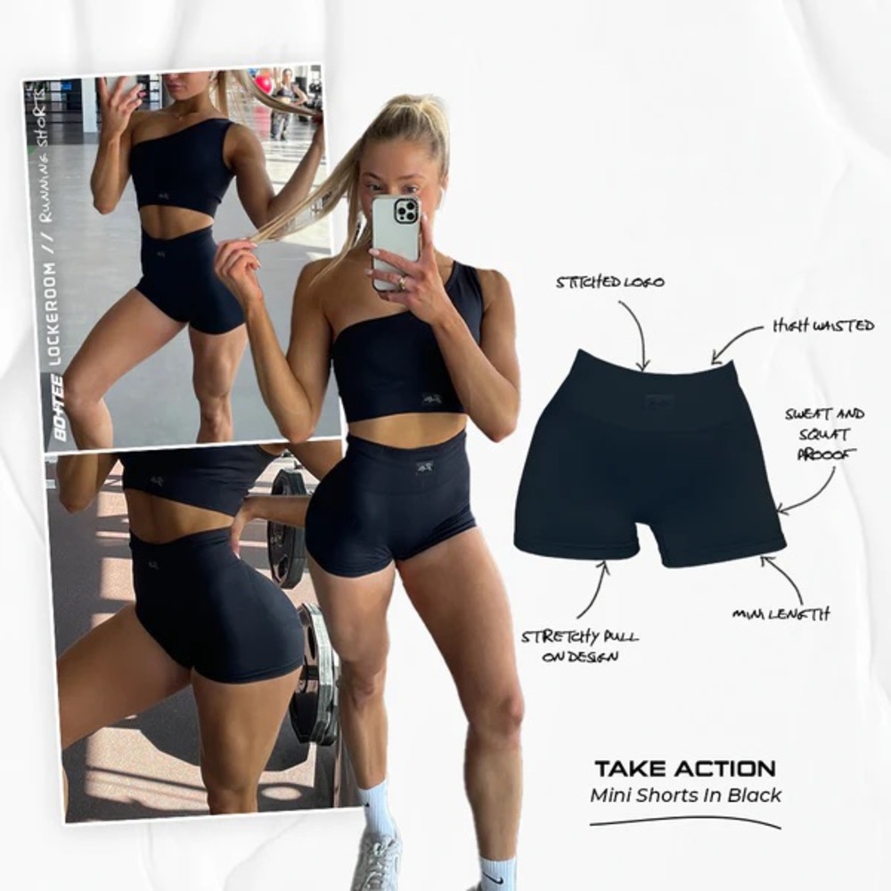 Bo+Tee Take Action Mini Shorts Black